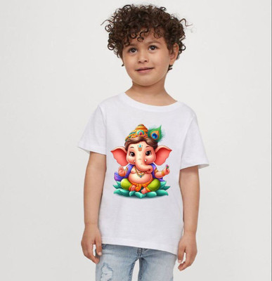 THEVENUS Boys Printed Pure Cotton Regular T Shirt(White, Pack of 1)
