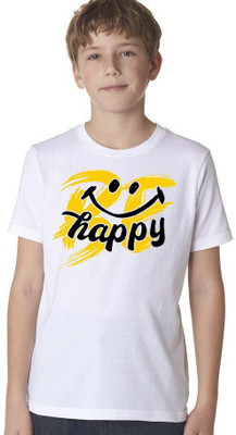 INDIAN EAGLE Boys & Girls Printed Polyester Regular T Shirt(White, Pack of 1)