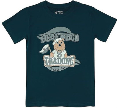 Texman Boys Printed Pure Cotton Regular T Shirt(Green, Pack of 1)