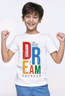 K D FASHION HUB Boys & Girls Printed Polyester Regular T Shirt(Red, Pack of 1)