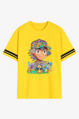 BSM Boys & Girls Printed Polyester Regular T Shirt(Yellow, Pack of 1)