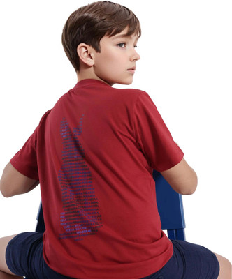 Rare Ones Boys Graphic Print Cotton Blend Regular T Shirt(Red, Pack of 1)