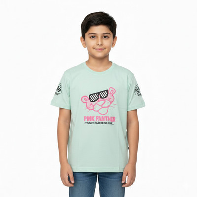 Peddy&Co Boys Cartoon Cotton Blend Regular T Shirt(Blue, Pack of 1)