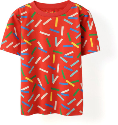 Spunkies Boys Printed Cotton Blend Regular T Shirt(Red, Pack of 1)