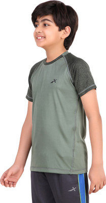 VECTOR X Boys Solid Polyester Regular T Shirt(Green, Pack of 1)