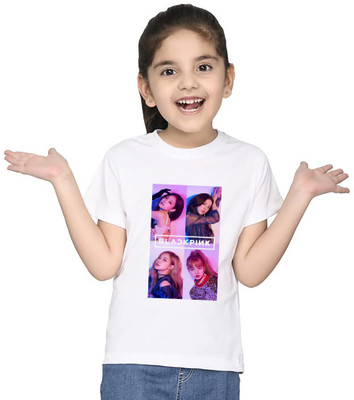 Renowned Girls Typography, Printed Polyester Regular T Shirt(White, Pack of 1)