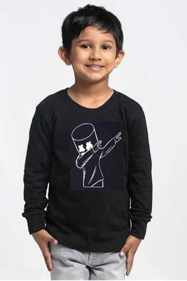 BQT Boys Graphic Print Polyester Regular T Shirt(Black, Pack of 1)