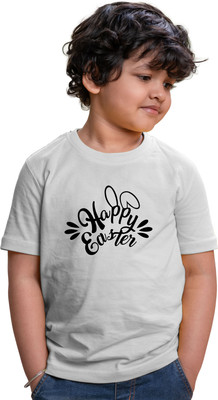 CHOMMBOOKA TRENDING Boys Typography Pure Cotton Regular T Shirt(White, Pack of 1)