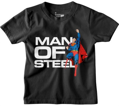 BonOrganik Boys Printed Pure Cotton Regular T Shirt(Black, Pack of 1)