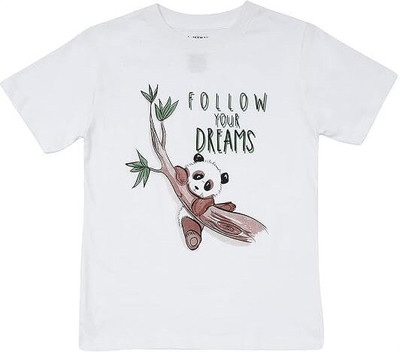 Texman Boys Printed Pure Cotton Regular T Shirt(White, Pack of 1)