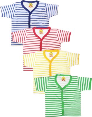 King Born Baby Boys & Baby Girls Striped Cotton Blend Regular T Shirt(Multicolor, Pack of 4)