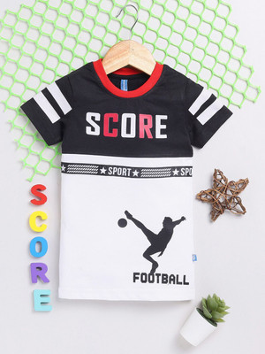 Here&Now X Game Begins Baby Boys Printed Pure Cotton Regular T Shirt(Black, Pack of 1)