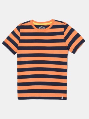 JOCKEY Boys Striped Cotton Blend T Shirt(Orange, Pack of 1)