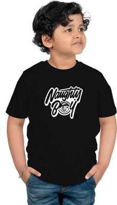 CHOMMBOOKA TRENDING Boys Typography Cotton Blend Regular T Shirt(Black, Pack of 1)