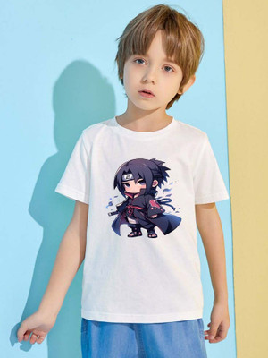 BHAIJIFASHION Boys & Girls Printed Polyester Regular T Shirt(White, Pack of 1)