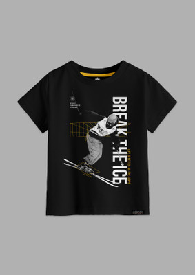 Codez Boys Self Design Cotton Blend Regular T Shirt(Black, Pack of 1)