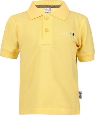 FabTag  - dongli Boys Solid Pure Cotton Regular T Shirt(Yellow, Pack of 1)