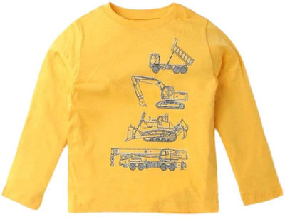 GAP Baby Boys Graphic Print Organic Cotton Regular T Shirt(Yellow, Pack of 1)