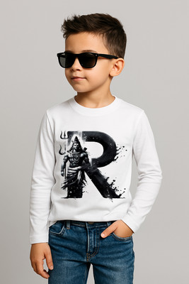ORANGRMOON Boys & Girls Printed Polyester Regular T Shirt(White, Pack of 1)