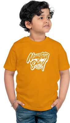 CHOMMBOOKA TREND Boys Typography Pure Cotton Regular T Shirt(Yellow, Pack of 1)