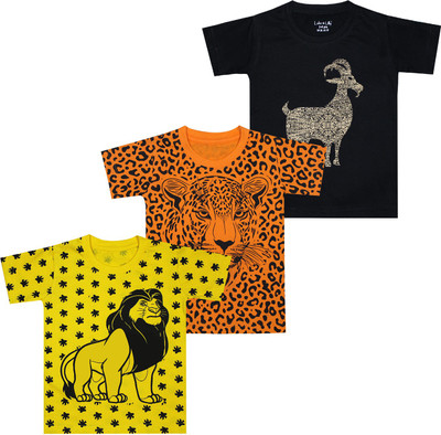 Biffy and Luffy Boys Graphic Print Cotton Blend Regular T Shirt(Multicolor, Pack of 3)