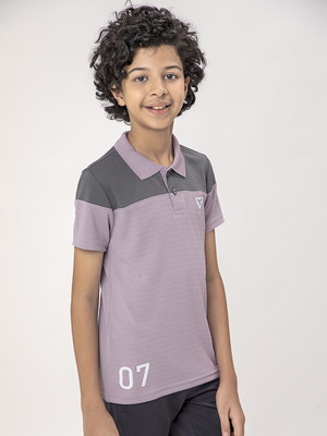 TECHNOSPORT Boys Colorblock Polyester Slim T Shirt(Purple, Pack of 1)