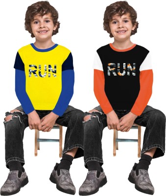 FTX Boys Solid Polyester Regular T Shirt(Multicolor, Pack of 2)