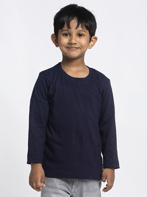 FRISKERS Baby Boys Solid Pure Cotton Regular T Shirt(Dark Blue, Pack of 1)
