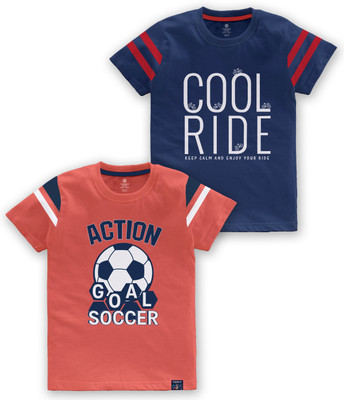 Codez Boys Typography Cotton Blend Regular T Shirt(Multicolor, Pack of 2)