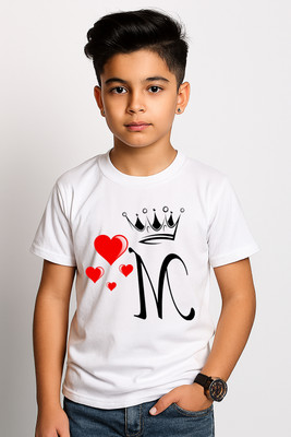 fashionbites Boys & Girls Printed, Striped, Graphic Print Polyester Regular T Shirt(White, Pack of 1)