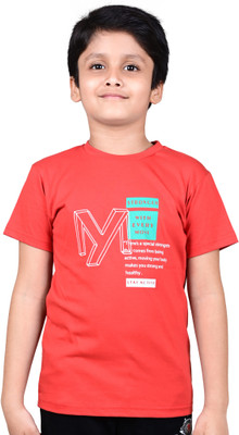 YOUMAA FAB Baby Boys Printed Pure Cotton Regular T Shirt(Red, Pack of 1)