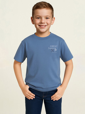 PROVOGUE Boys Printed Cotton Blend Oversized T Shirt(Blue, Pack of 1)