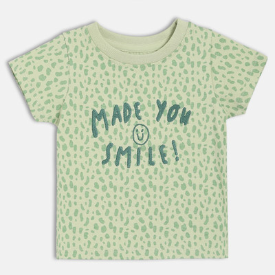 MINI KLUB Baby Boys Printed Pure Cotton Regular T Shirt(Green, Pack of 1)