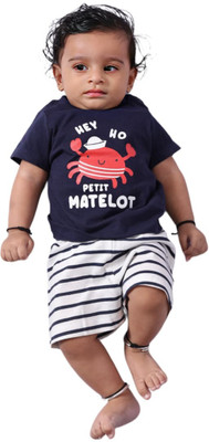 Kidzz Boys Solid Cotton Blend Regular T Shirt(Dark Blue, Pack of 1)