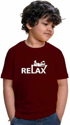 CHOMMBOOKA TRENDING Boys Typography, Graphic Print Pure Cotton Regular T Shirt(Maroon, Pack of 1)