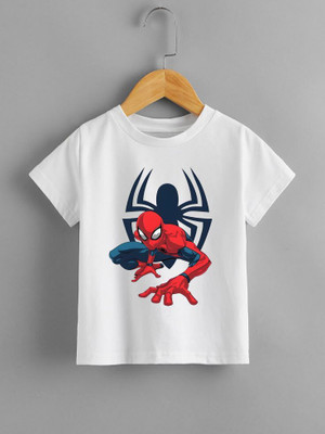 THEVENUS Boys & Girls Printed Polyester Regular T Shirt(White, Pack of 1)