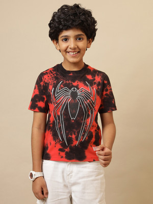 kidsville Boys Printed Pure Cotton Regular T Shirt(Multicolor, Pack of 1)