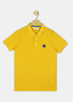 U.S. POLO ASSN. Boys Solid Pure Cotton Regular T Shirt(Yellow, Pack of 1)