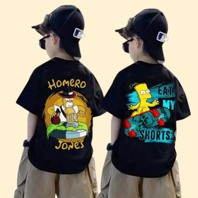 psv fashion Boys Printed Pure Cotton Oversized T Shirt(Black, Pack of 2)