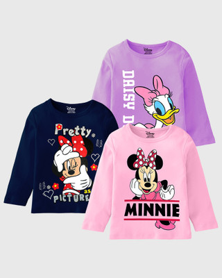 DISNEY BY MISS & CHIEF Girls Printed Cotton Blend Regular T Shirt(Multicolor, Pack of 3)