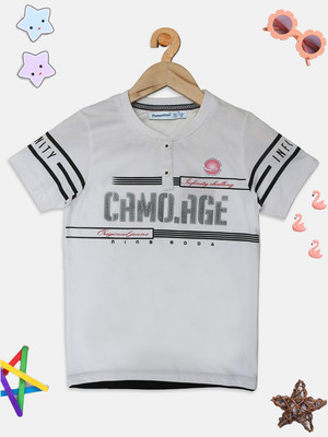 PAMPOLINA Girls Printed Cotton Blend Regular T Shirt(White, Pack of 1)