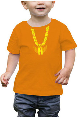 RAINBOWTEES Baby Boys & Baby Girls Printed Pure Cotton Regular T Shirt(Orange, Pack of 1)