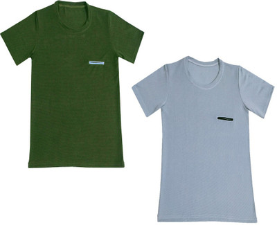 KAVYA Boys Solid Polyester Regular T Shirt(Multicolor, Pack of 2)