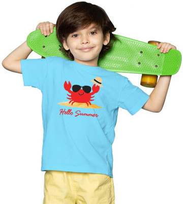 MH FASHION TRENDS Boys Printed Polyester Oversized T Shirt(Light Blue, Pack of 1)