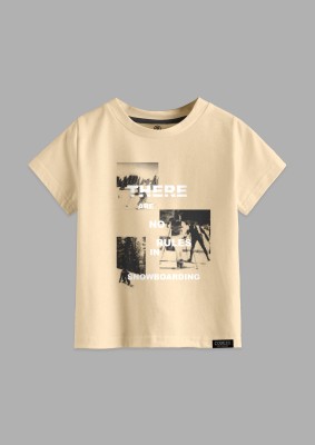 Codez Boys Self Design Cotton Blend T Shirt(Beige, Pack of 1)