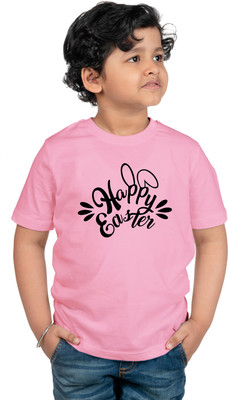CHOMMBOOKA TRENDING Boys & Girls Typography Cotton Blend Regular T Shirt(Pink, Pack of 1)