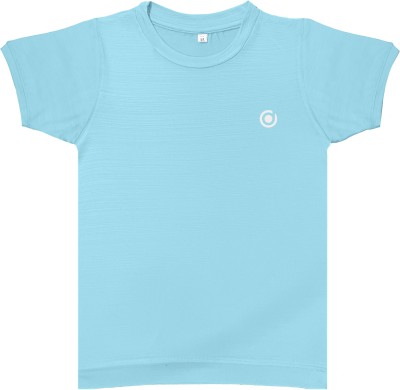 MYO Boys Solid Polyester Regular, Slim T Shirt(Light Blue, Pack of 1)