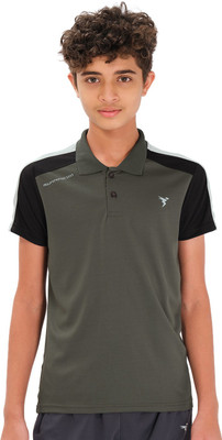 TECHNOSPORT Boys Colorblock Polyester Regular T Shirt(Green, Pack of 1)