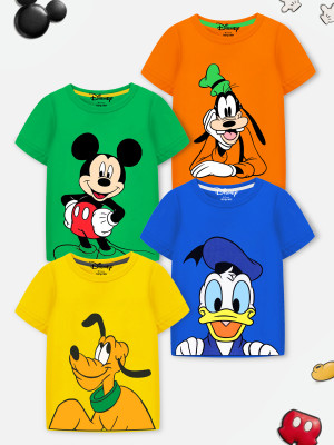DISNEY BY MISS & CHIEF Boys Cartoon Cotton Blend Regular T Shirt(Multicolor, Pack of 4)