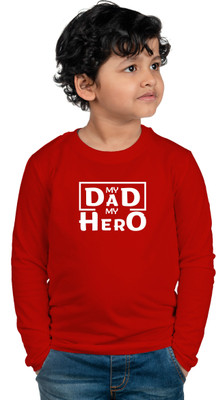 CHOMMBOOKA TREND Boys Typography Cotton Blend Regular T Shirt(Red, Pack of 1)